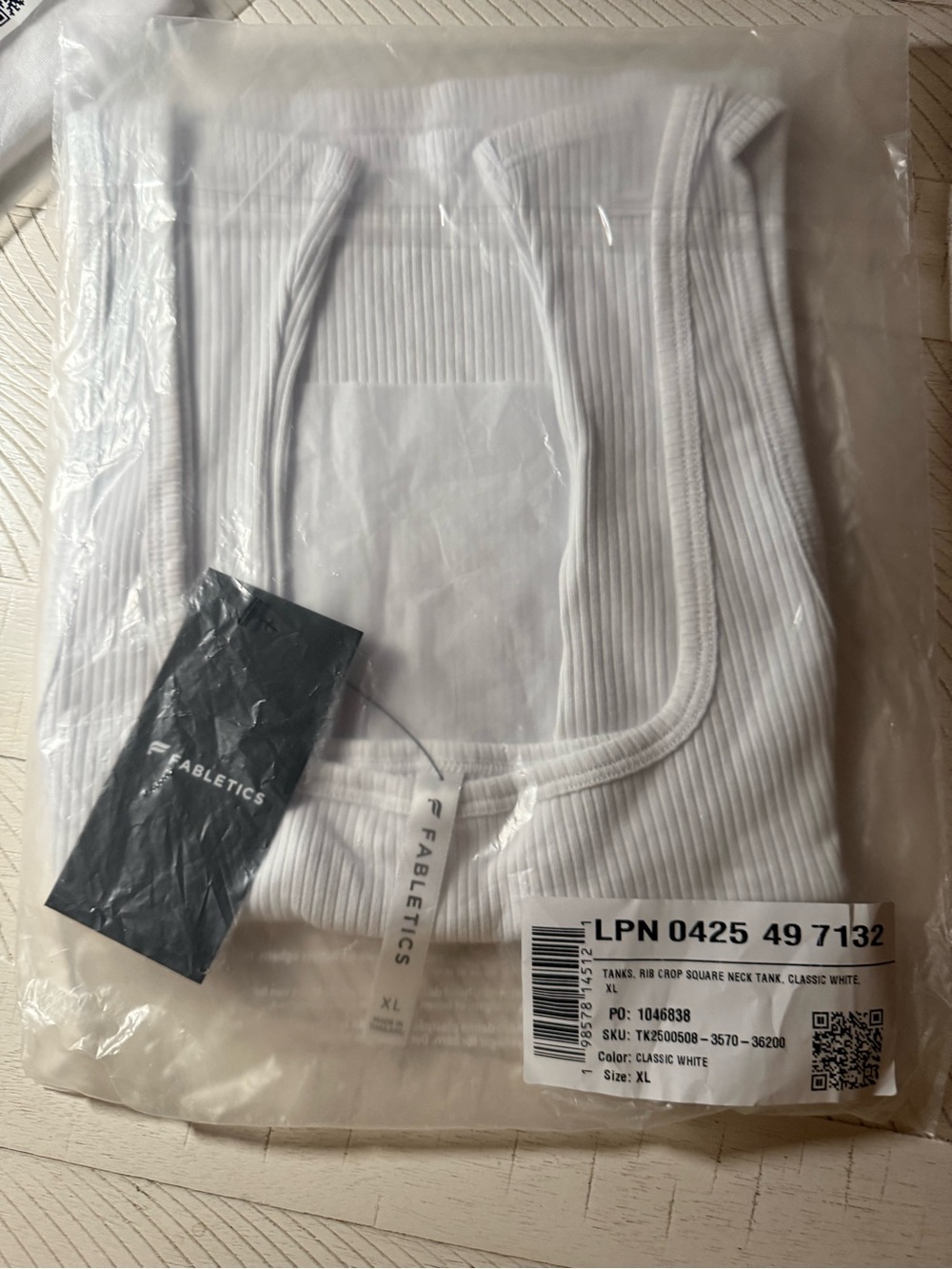 Fabletics Classic White Ribbed Square-Neck Tank